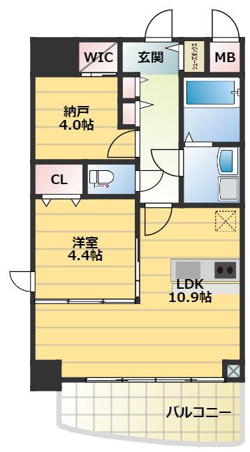 セレニテフラン難波(2LDK/5階)の間取り写真