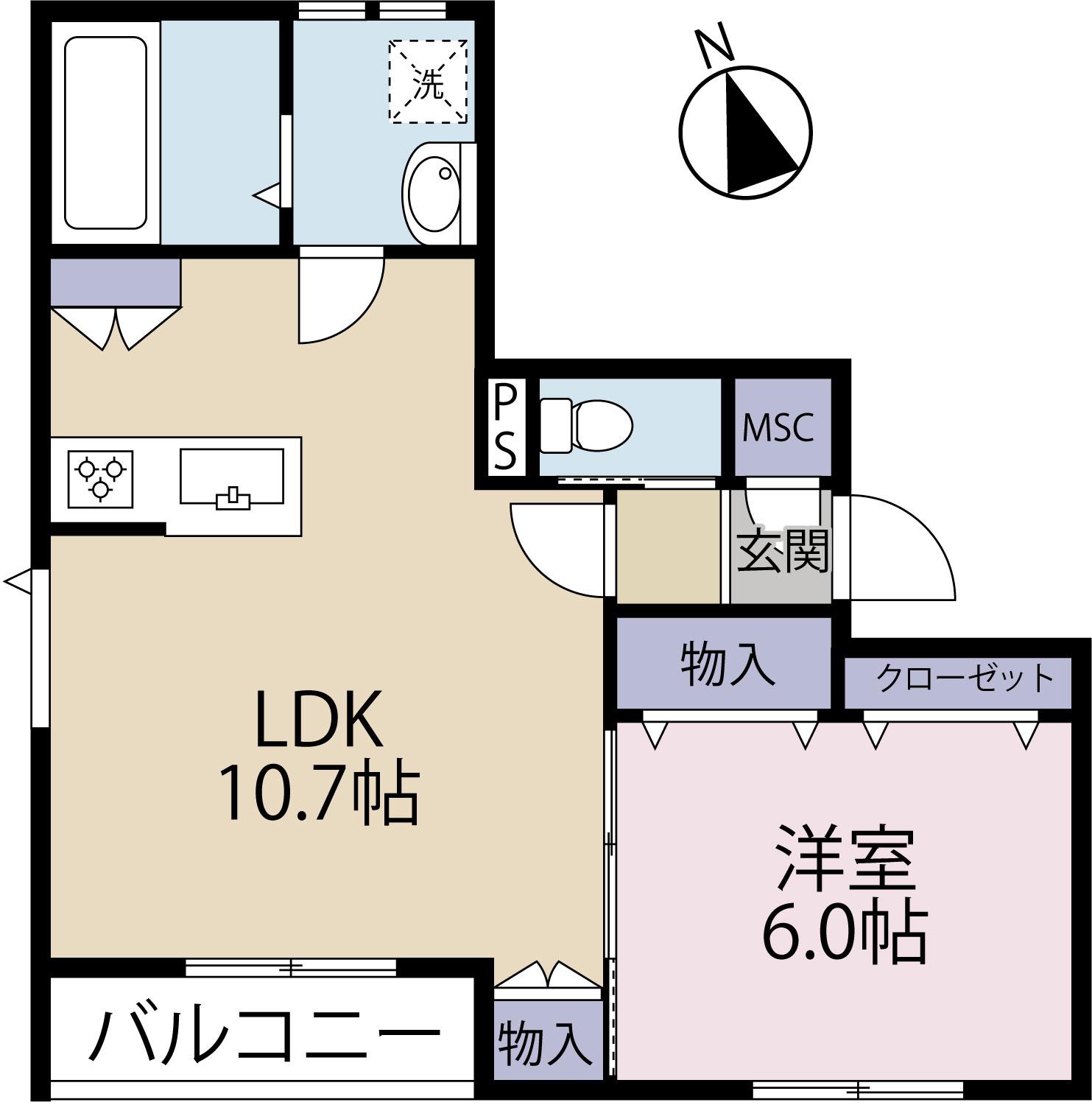 アステイオン上野毛(1LDK/2階)の間取り写真