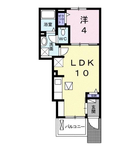 ヴィラ・マウントワン上東 A(1LDK/1階)の間取り写真