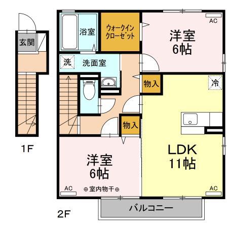 マハエ・セゾン(2LDK/2階)の間取り写真