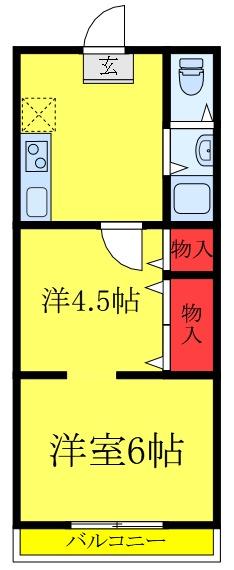 榎本ビル(2K/2階)の間取り写真