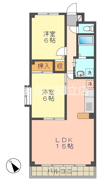 プリミエールTADO(2LDK/4階)の間取り写真