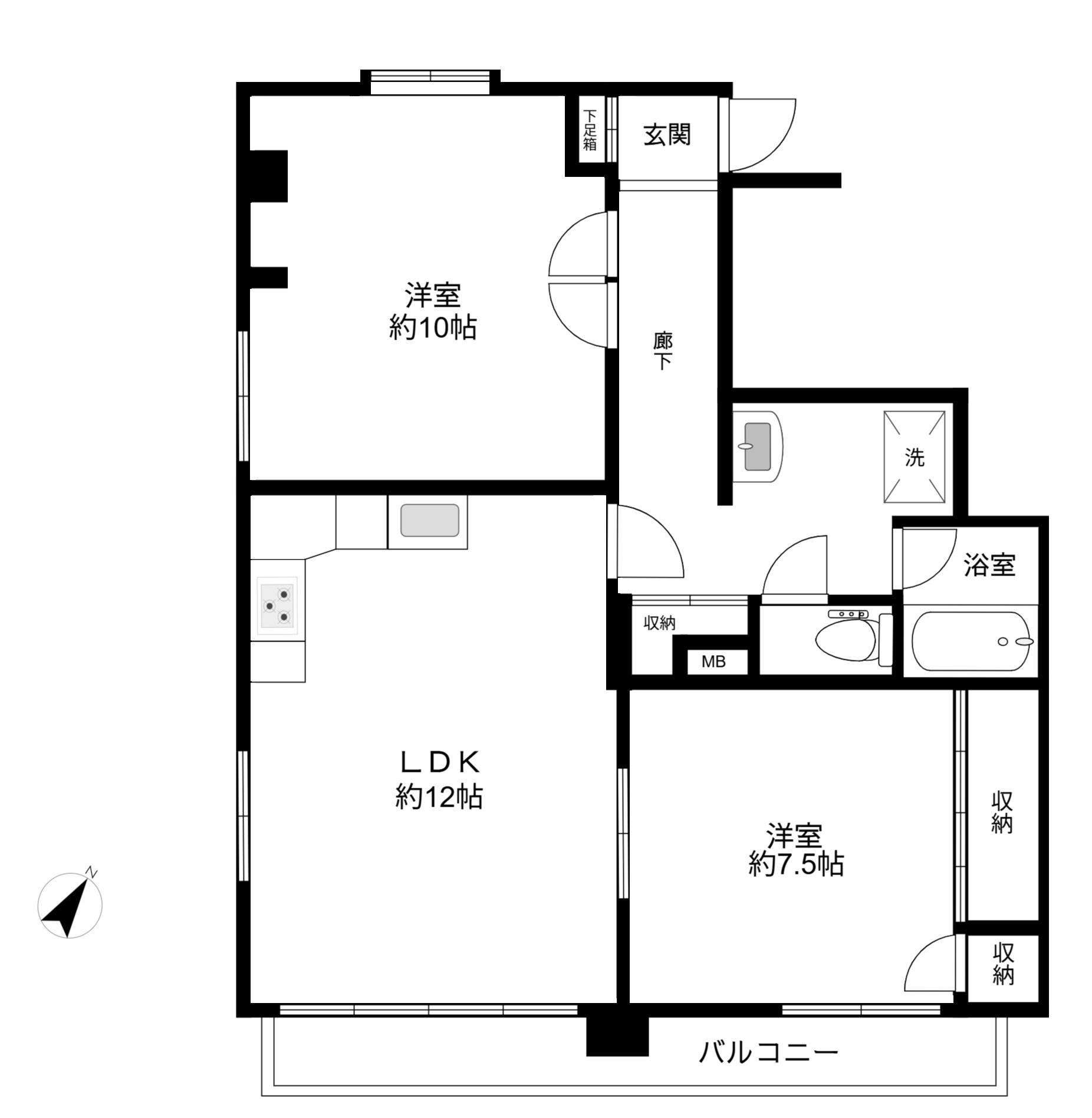 レジデンス大石(2LDK/3階)の間取り写真