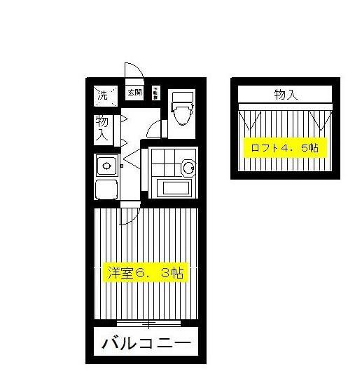 ロワジール向山B(1K/1階)の間取り写真