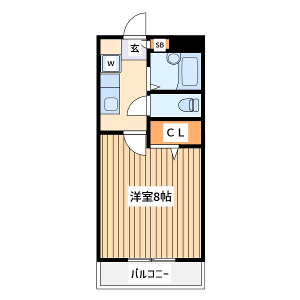 ルナパーク井上Ⅱ(1K/1階)の間取り写真