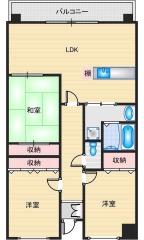 パロス沢良宜(3LDK/4階)の間取り写真