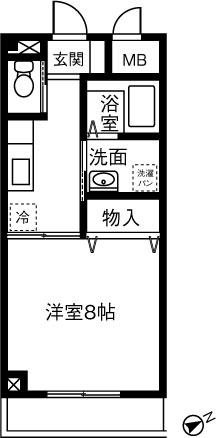 フォアサイトYUKI(1K/2階)の間取り写真
