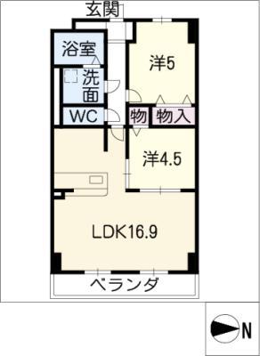 イストワール城西(2LDK/3階)の間取り写真