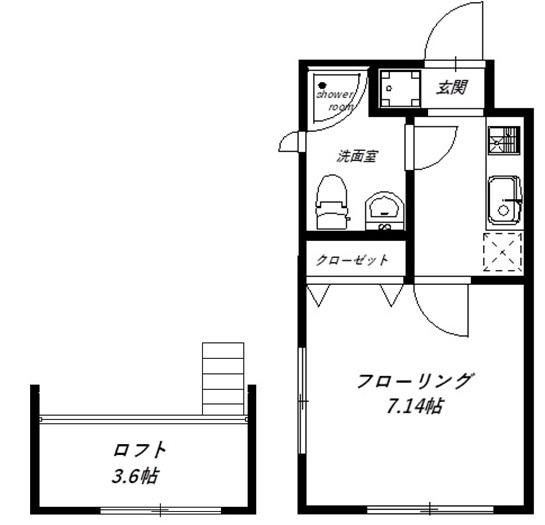 エコロジーテラス初台 S-5(1K/2階)の間取り写真