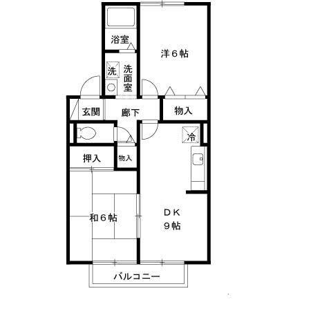 RIHITO八尾 ABC棟 A(2DK/2階)の間取り写真