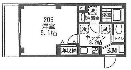 ルミエール横濱(1K/2階)の間取り写真