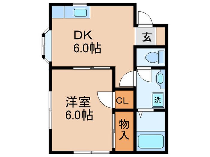 第2グリーンハイツ(1DK/1階)の間取り写真