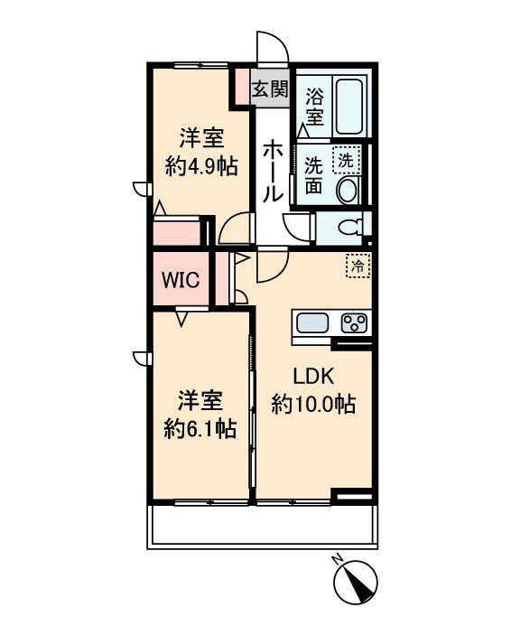 ハイムメゾン新狭山B(2LDK/2階)の間取り写真