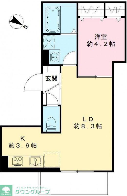  大宮区桜木町ビューノルガロ(1LDK/2階)の間取り写真