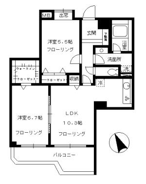 ガーデンフォート目黒(2LDK/3階)の間取り写真
