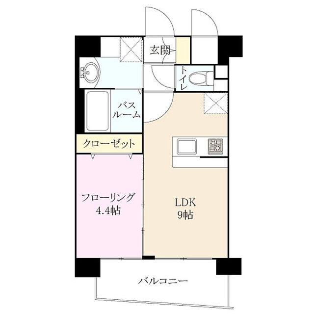 レディアントアーク薬院(1LDK/8階)の間取り写真