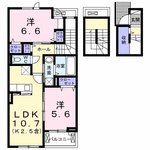 カサレガンテ(2LDK/3階)の間取り写真