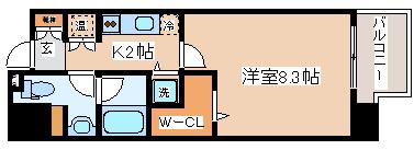 レジディア神戸磯上(1K/6階)の間取り写真
