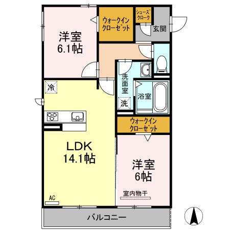 SALT VALLEY COURTII(2LDK/3階)の間取り写真