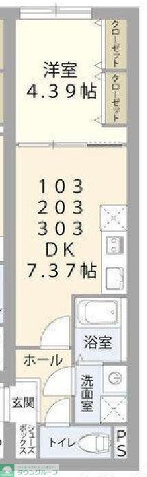 RESPECT RESIDENCE南台(1DK/1階)の間取り写真
