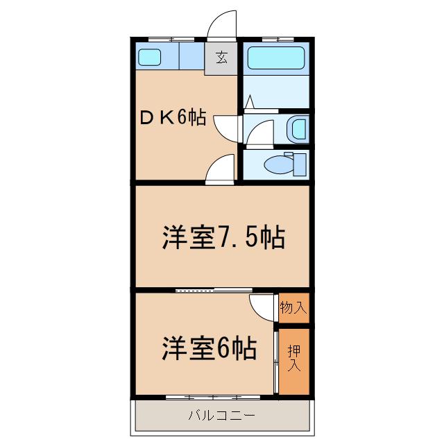 いづみマンション(2DK/2階)の間取り写真