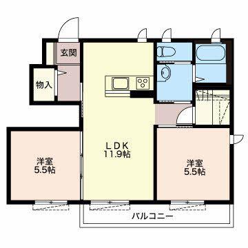 ジュネス(2LDK/1階)の間取り写真