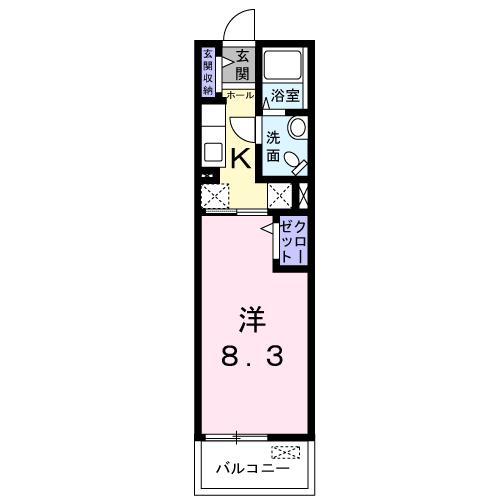 シャロルM(1K/3階)の間取り写真