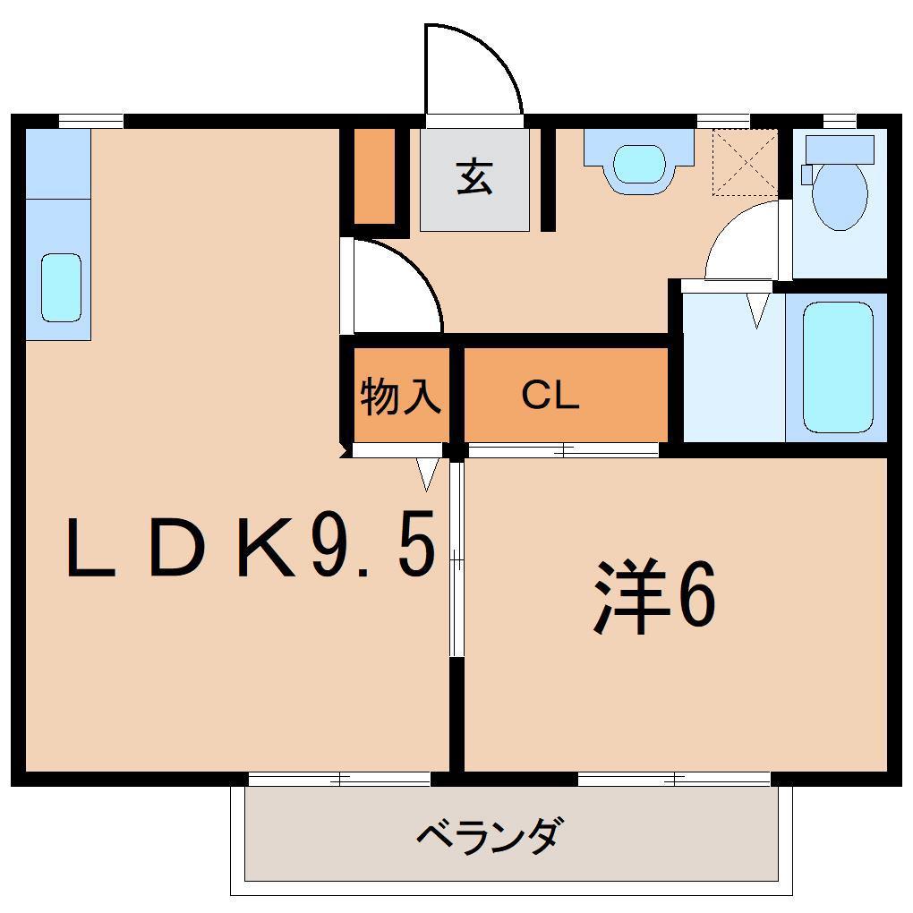 NレジデンスII(1LDK/2階)の間取り写真