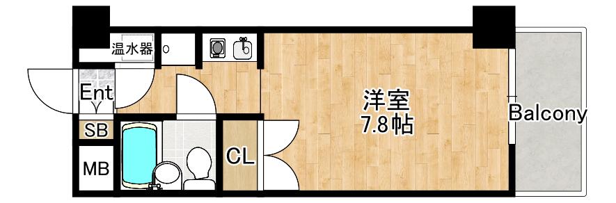 ハイツオークラ天神橋(1K/5階)の間取り写真