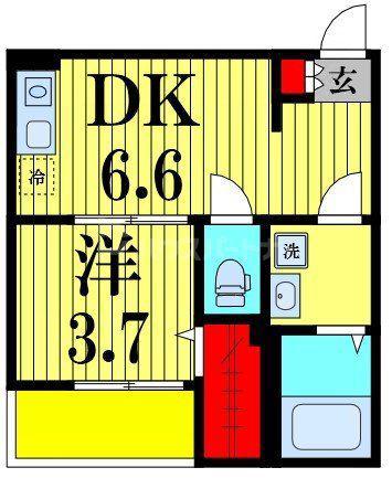 メグリオ新松戸IV(1DK/3階)の間取り写真