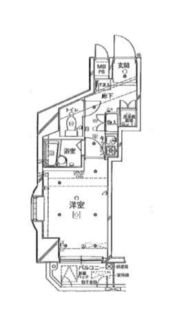 クレアシオン市ヶ谷西(1K/6階)の間取り写真
