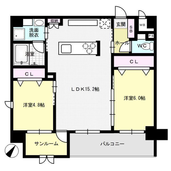 ABERIA GRANZ(2LDK/2階)の間取り写真