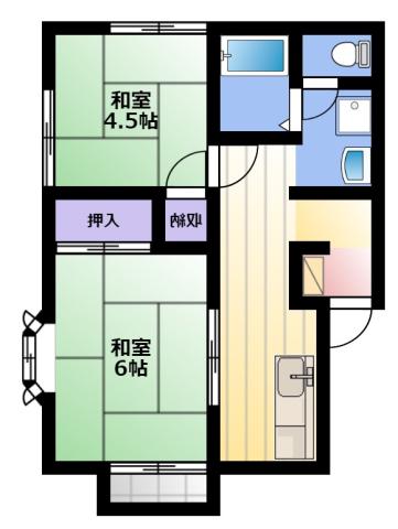 レジエ A(2K/1階)の間取り写真