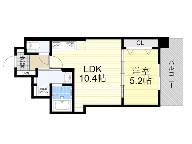 スプランディッド京橋イースト(1LDK/9階)の間取り写真