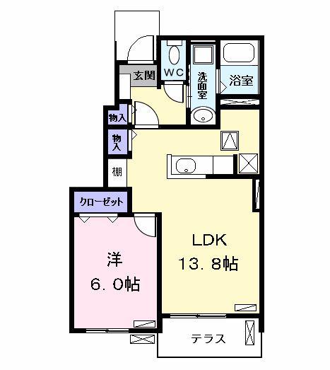 アマ・デトワール (1LDK/1階)の間取り写真