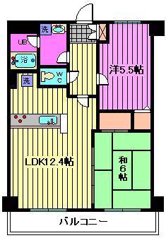 ビエラコート南浦和(2LDK/11階)の間取り写真