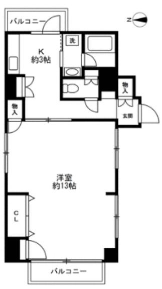 ベルハウス神奈川(1K/5階)の間取り写真