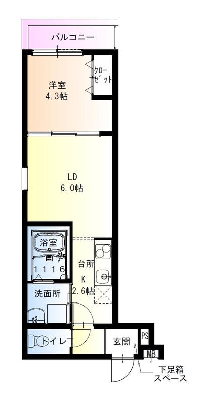 フジパレス鴫野東イースト(1LDK/1階)の間取り写真