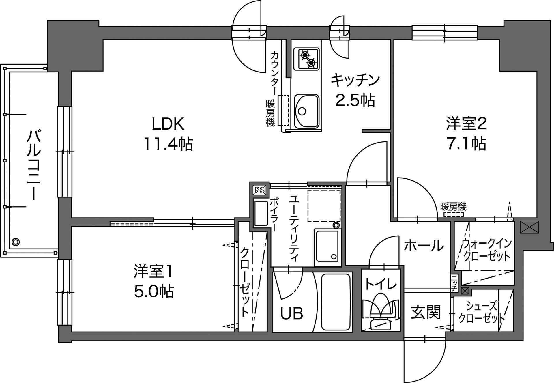 ル・ノール桑園公園(2LDK/6階)の間取り写真
