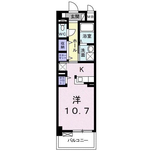 カラフル ウェーブ(ワンルーム/2階)の間取り写真