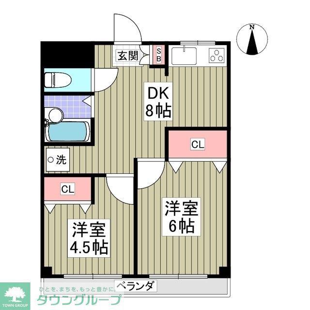 ドミール中島(2DK/2階)の間取り写真