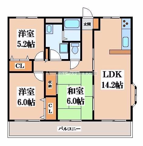 アムール新池島(3LDK/2階)の間取り写真