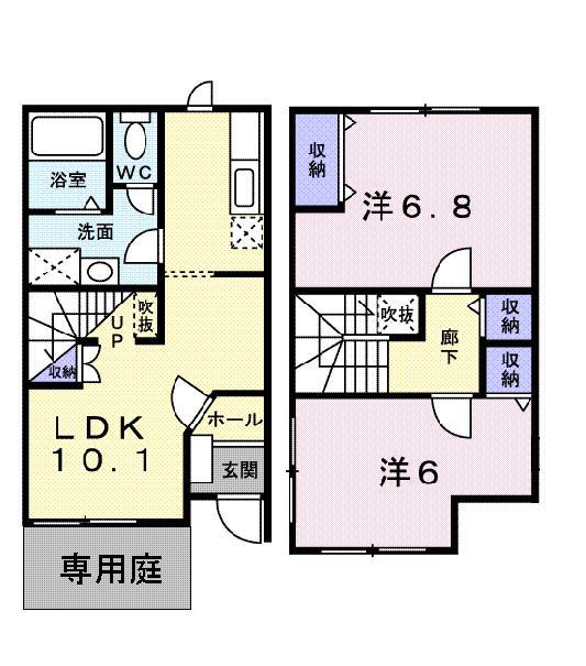 サンテラスアーイB(2LDK/1階)の間取り写真