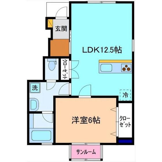 LIN A棟(1LDK/1階)の間取り写真