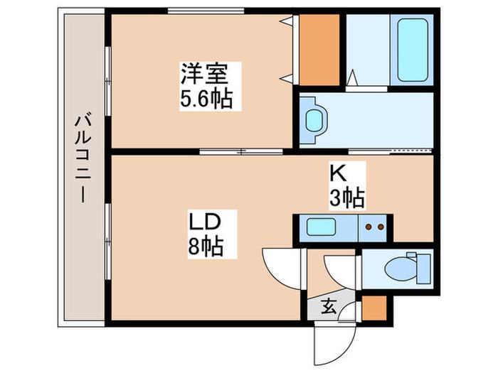 エルクリエイト月寒中央(1LDK/3階)の間取り写真