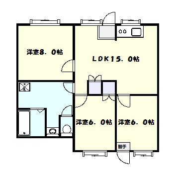 コーポK1(2DK/1階)の間取り写真