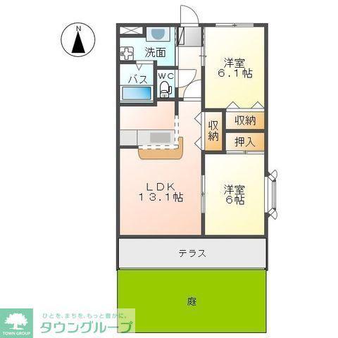 プレステージ中居(2LDK/1階)の間取り写真
