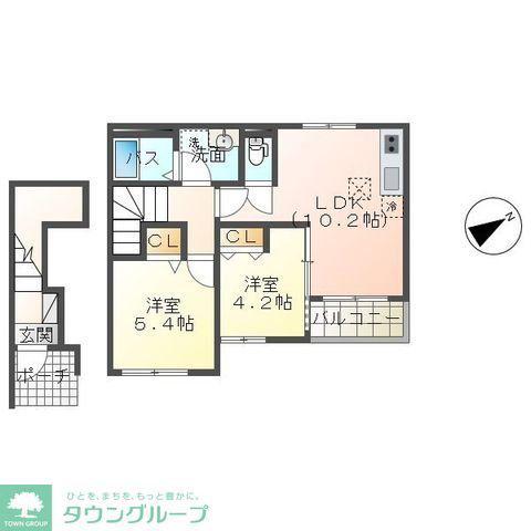 ハピネス(2LDK/2階)の間取り写真