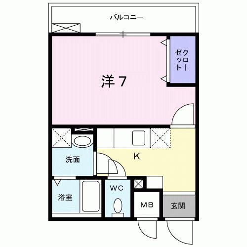 フィオーレ 1(1K/2階)の間取り写真