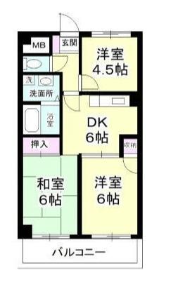 大川マンション(3DK/5階)の間取り写真